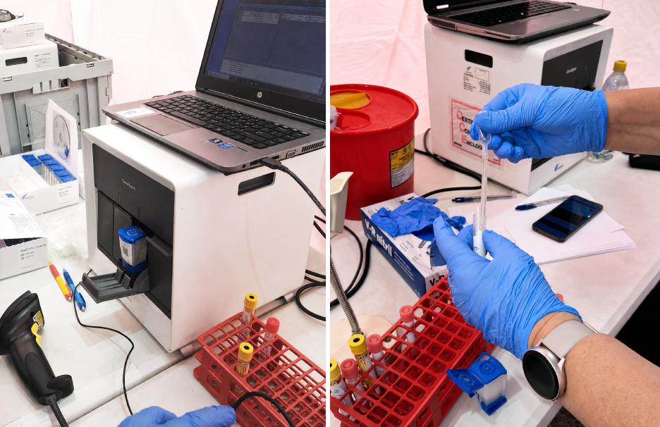 Příprava vzorku a PCR diagnostika v terénu pomocí systému GeneXpert Cepheid.